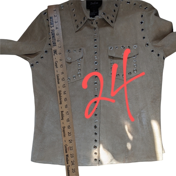 Za Zee suede leather suede jacket boho cowgirl snaps shackett Medium - Picture 5 of 8
